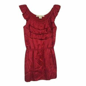 Amanda Uprichard Red Ruffle sleeveless silk blouse dress Top sz xs blouse